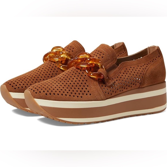 Dolce Vita Shoes - Dolce Vita Jhenee Brown Suede Perforated Women's Platform Loafers